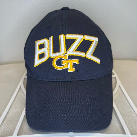 GT BUZZ Yellow Jacket Snapback Hat Top Of The World NWOT Cotton Blue Cap - Picture 1 of 8